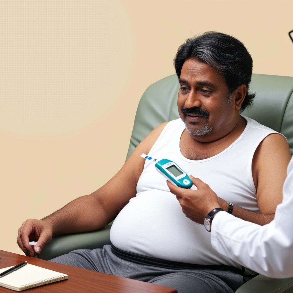 Obesity person taking Diabetes test